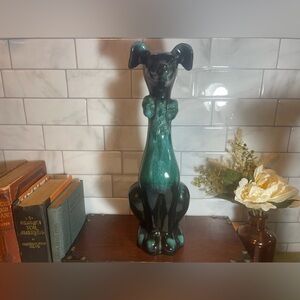 Mountain Pottery MCM Ceramic Dig Drip Glaze Pottery Tall Skinny Dog